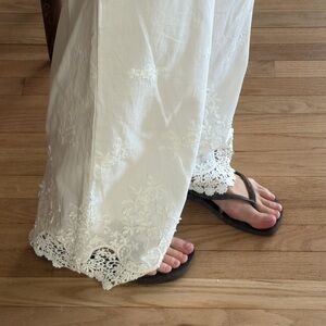 Linen embroidered pants
